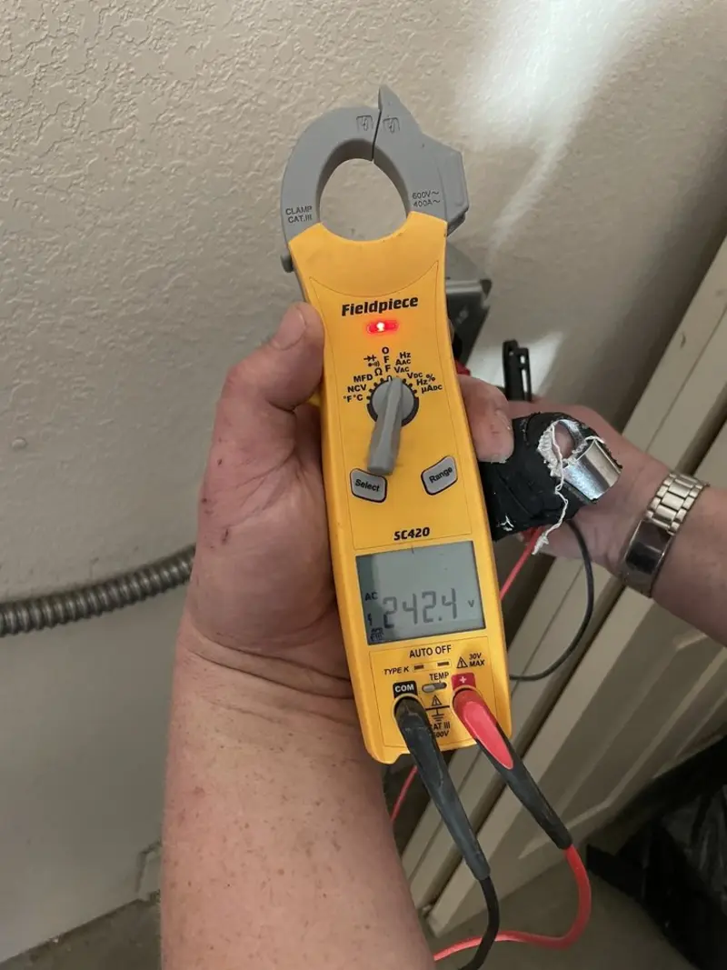 Voltage testing with clamp meter during Generator Installation in Euharlee